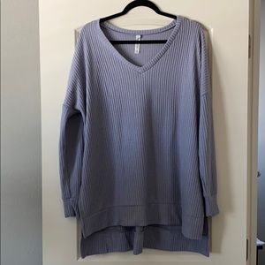 Waffle Knit Long-sleeved Sweater